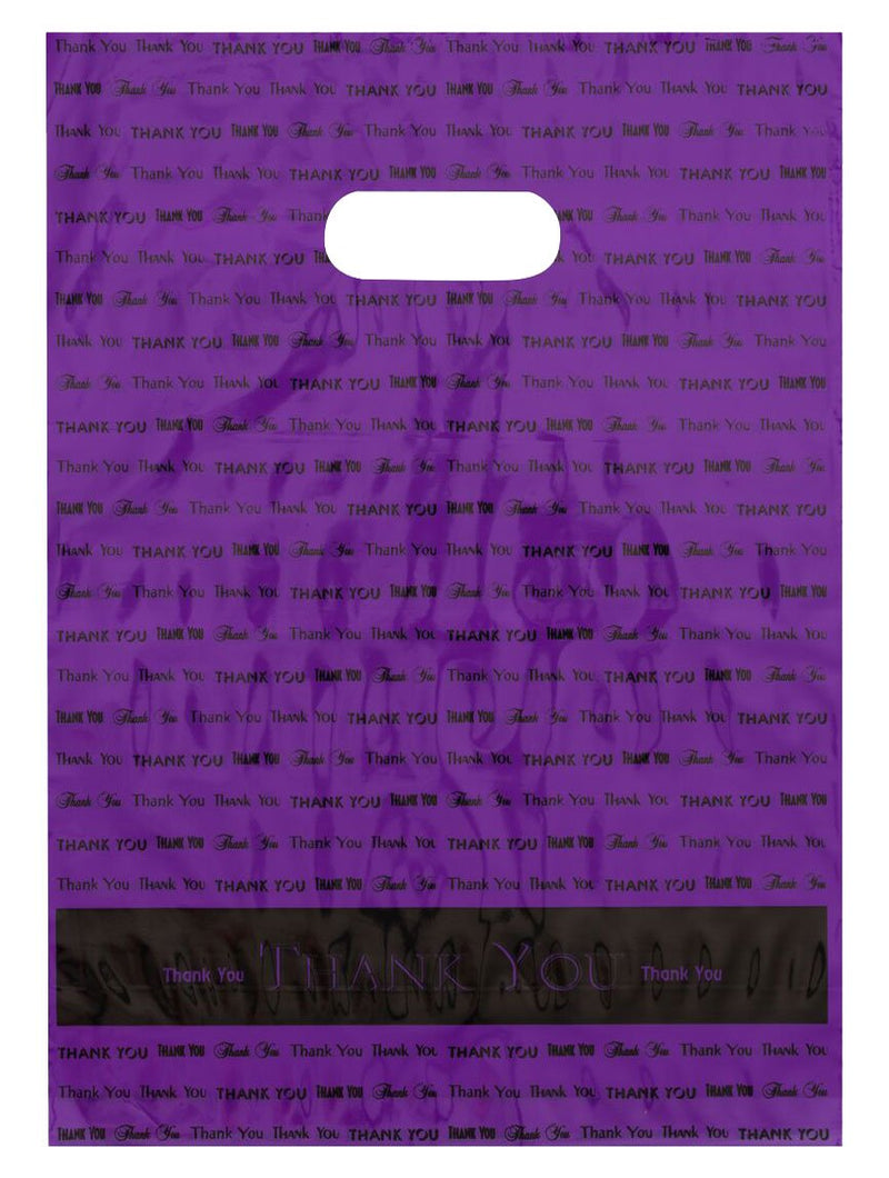 9x12 Purple"Thank You" Die Cut Handle Plastic Bags 50/cs - Bags Direct Brand - NewNest Australia