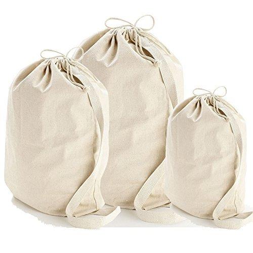 NewNest Australia - SHOPINUSA Heavy Canvas Laundry Bags W/Shoulder Strap (Small-Medium-Large) (Large) Large 