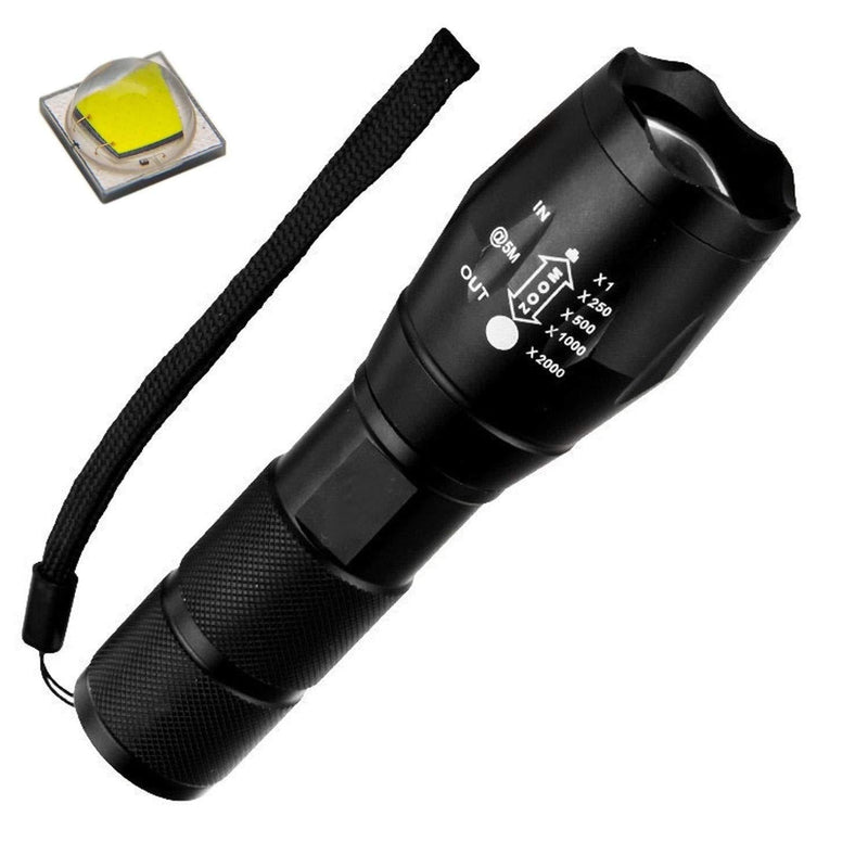 Skysted A100 Tac LED Tactical Flashlight,1200 Lumens Cree XM-L2 U3 1A LED,Single Mode,Zoomable,Water Resistant,Emergency Flashlights for Camping,Hiking,Walking and Biking Black - NewNest Australia