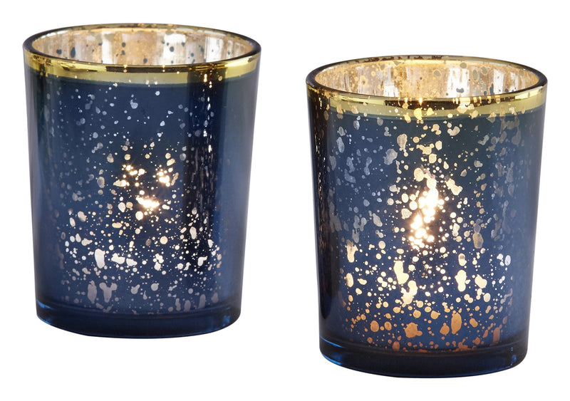 NewNest Australia - Kate Aspen Mercury Glass Tea Light Holder, Wedding/Party Decorations (Set of 4), Navy/Gold UNIT 