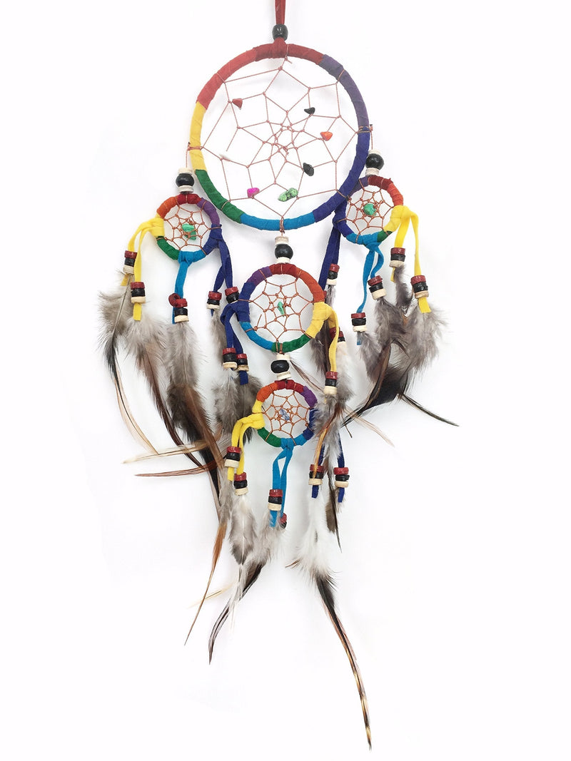 NewNest Australia - PEPPERLONELY Dream Catcher Multi-Color Feathers 3.5 Inch Diameter, 16 Inch Long 