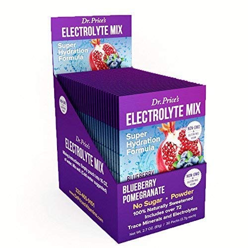 Dr. Price's Vitamins Electrolyte Mix Supplement Powder, 72 Trace Minerals, Potassium, Sodium, Electrolyte Replacement Keto Drink | Blueberry-Pomegranate 30 Packets | No Sugar, Keto, Vegan, Non-GMO - NewNest Australia