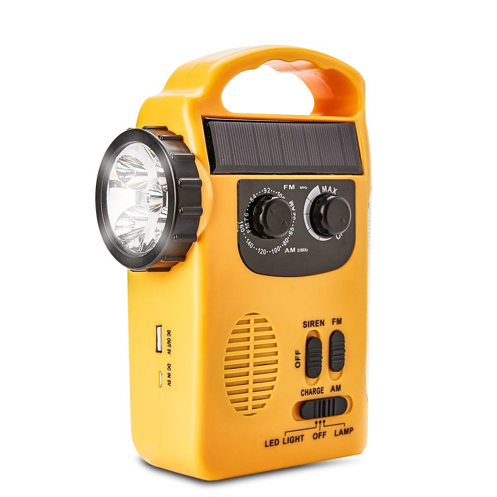 HOSHINE Multi-Functional 4-Way Powered LED Camping Lantern & Flashlight with AM/FM Radio & Cell Phone Charger, Color Yellow - NewNest Australia