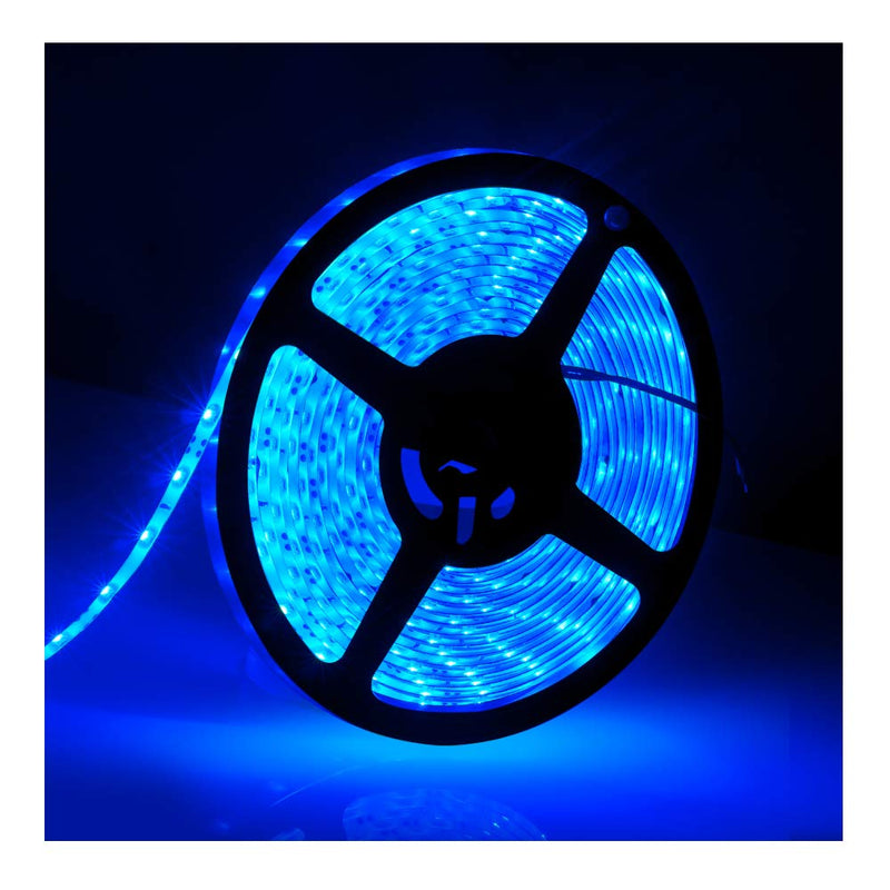 IP65, 12V Waterproof Flexible LED Strip Light（Power Cord not Included）, 16.4ft/5m Cuttable LED Light Strips, 300 Units 3528 LEDs Lighting String, LED Tape(Blue) Power Adapter not Included Blue - NewNest Australia