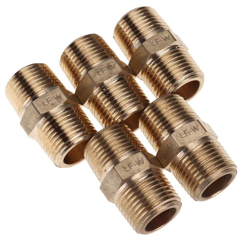 LTWFITTING Lead Free Brass Pipe Hex Nipple Fitting 3/8" Male NPT Air Fuel Water(Pack of 5) - NewNest Australia