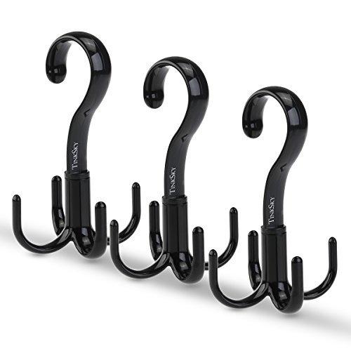 TinkSky Belt Hanger Scarf Tie Rack Holder Hook for Closet Organizer 360 Degree Rotating 3 Pack Black(B) - NewNest Australia