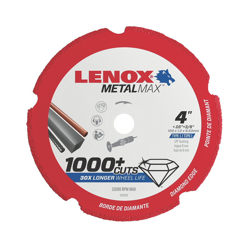 LENOX Tools METALMAX Cut Off Wheel, Diamond Edge, 4-Inch x 3/8-Inch (1972919) Pack of 1 - NewNest Australia