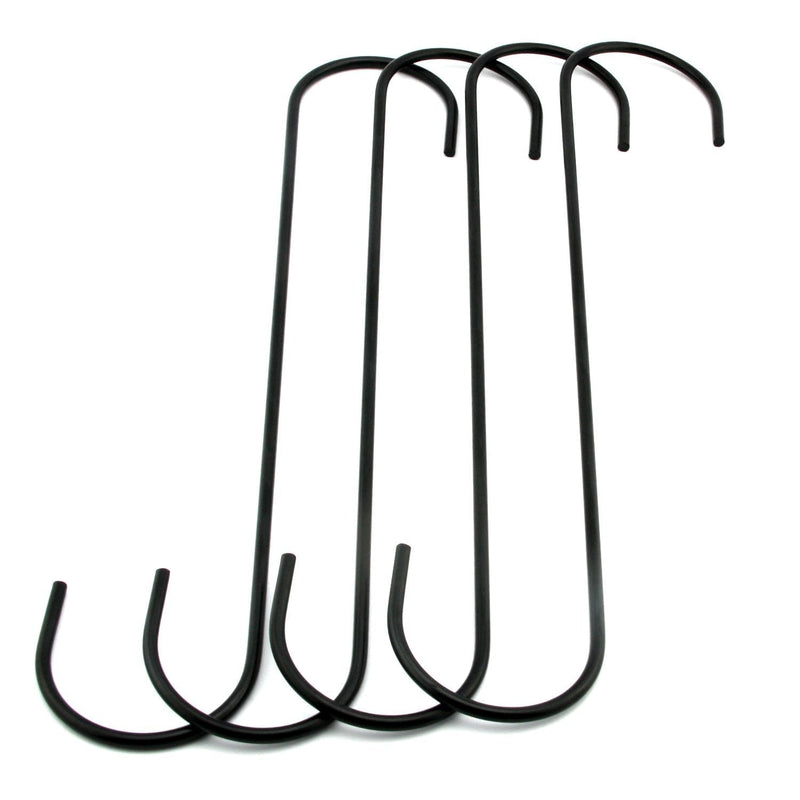 NewNest Australia - RuiLing 4 - Pack Extra Large 10"Black Antistatic Coating Steel Hanging Hooks S Shaped Heavy-Duty S Type Hooks,Best for Kitchenware, Pots, Utensils, Plants, Wardrobe, Gardening Tools, Clothes. 