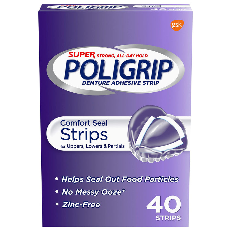 Super Poligrip Comfort Seal Denture and Partials Adhesive Strips, 40 Count (Pack of 5) - NewNest Australia