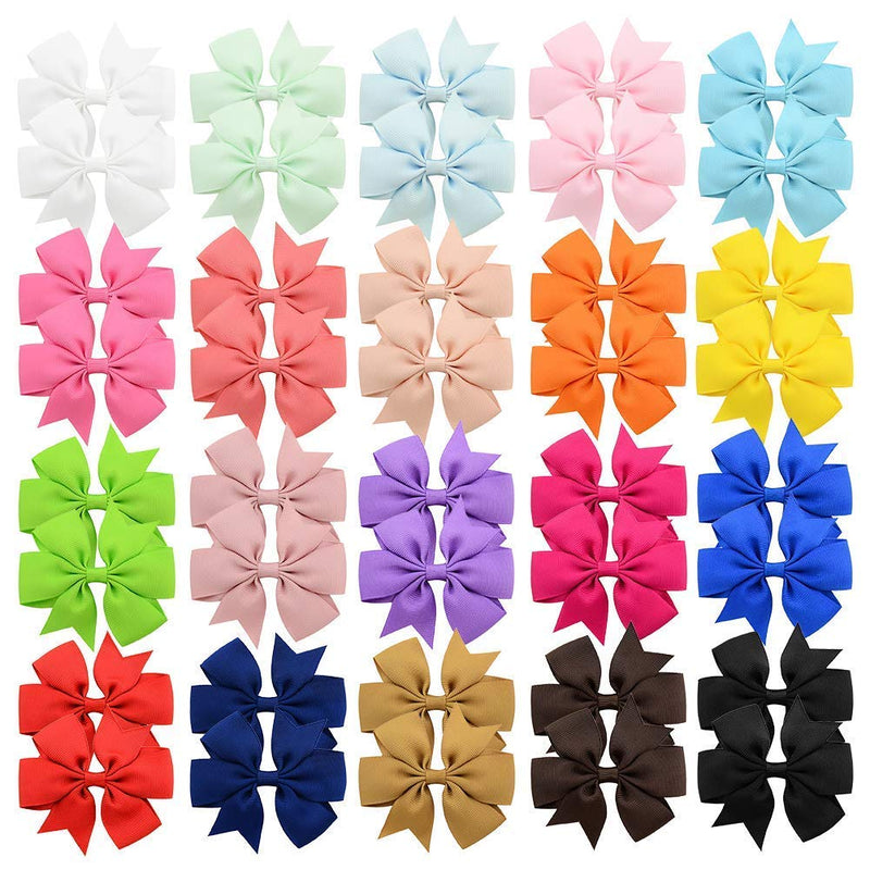 40PCS 3 Inch Hair Bows for Girls Grosgrain Ribbon Toddler Hair Accessories with Alligator Clip Bow for Toddler Girls Baby Kids Teens In Pairs 40pcs/20pairs - NewNest Australia