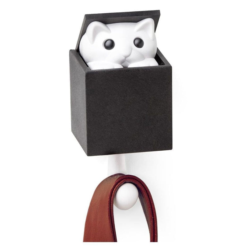 NewNest Australia - Qualy Kitt-a-Boo Peeping Cat Wall Hook Coathook Hanger Black Brown (Black) 