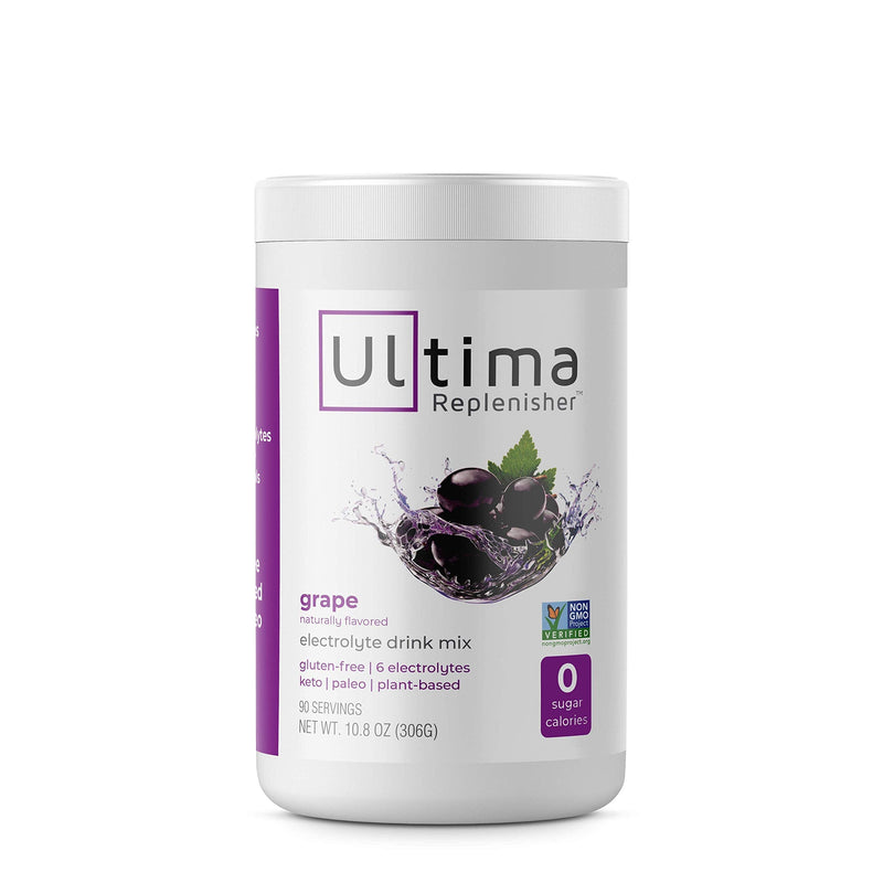 Ultima Replenisher Electrolyte Hydration Powder, Grape, 90 Serving Canister - Sugar Free, 0 Calories, 0 Carbs - Gluten-Free, Keto, Non-GMO with Magnesium, Potassium, Calcium - NewNest Australia
