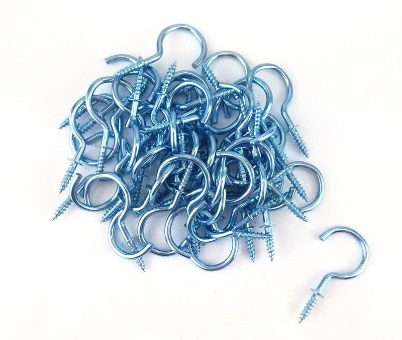 NewNest Australia - yueton 50pcs Metal Screw-in Ceiling Hooks Cup Hooks (Blue Zinc) 