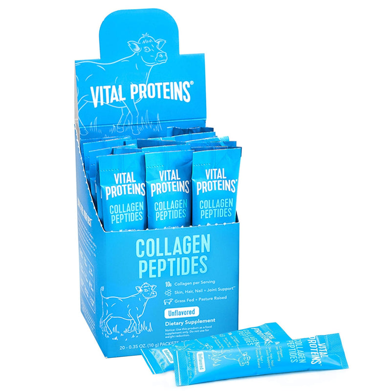 Vital Proteins Collagen Peptides Powder Supplement (Type I, III) Travel Packs, Hydrolyzed Collagen for Skin Hair Nail Joint - Dairy & Gluten Free - 10g per Serving - Unflavored (20ct per Box) - NewNest Australia