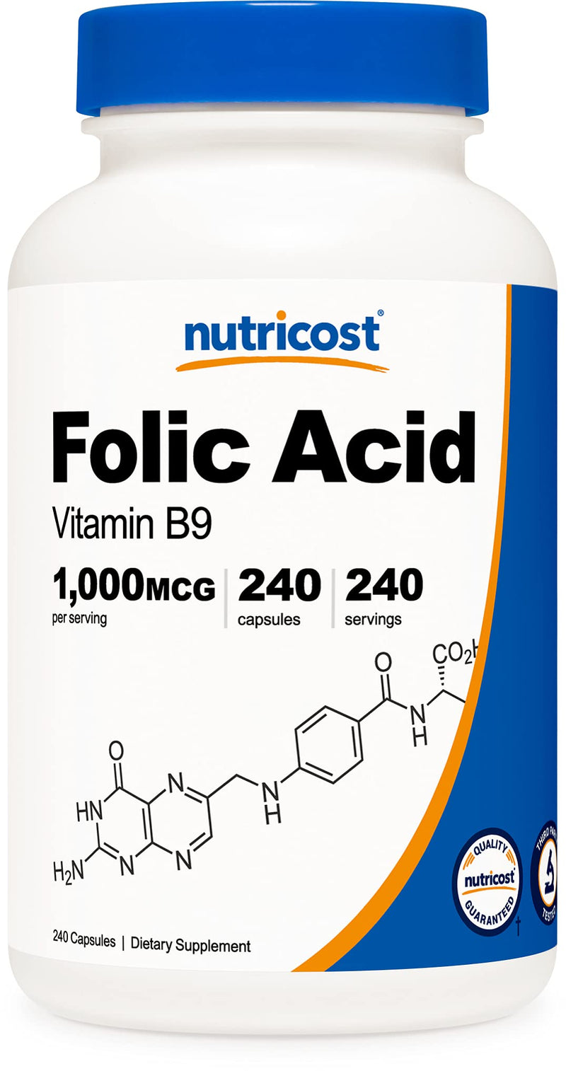 Nutricost Folic Acid (Vitamin B9) 1000 mcg, 240 Capsules 240 Count (Pack of 1) - NewNest Australia