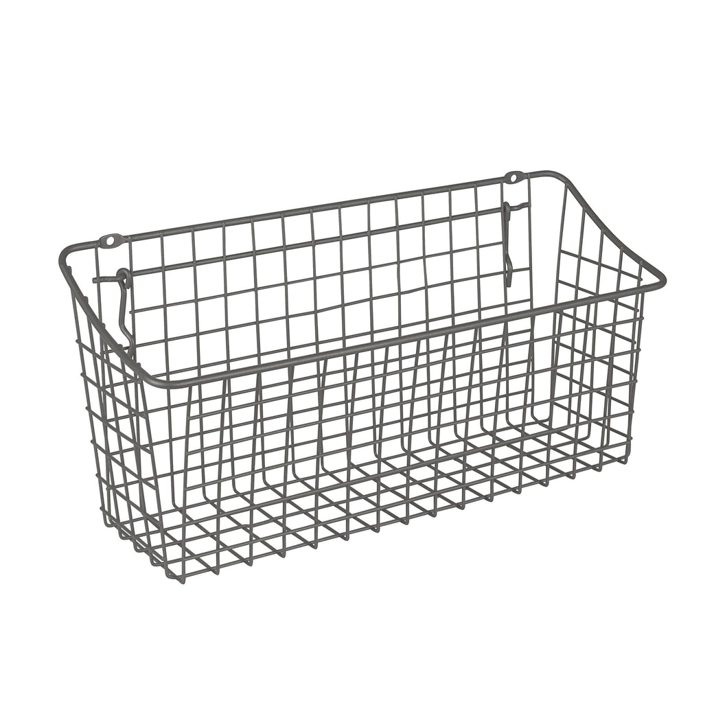 NewNest Australia - Spectrum Diversified 15" x 5" x 7" Pegboard & Wall Mount Basket, XL Wire Basket for Slatwall & Pegboard, Home & Garage Storage, Versatile Wall Organizer for Tools & Craft Supplies, Industrial Gray Extra Large 