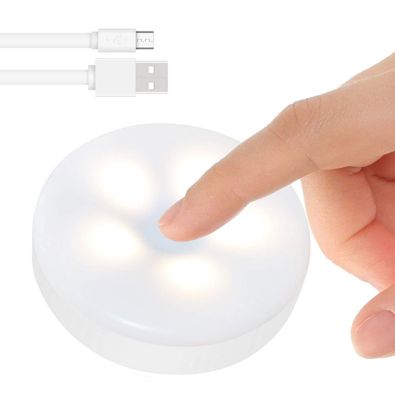 Mini Touch Light, RTSU Rechargeable Battery Operated Closet Lights Wardrobe Lights, Magnetic Stick-on Anywhere LED Night Light, Wireless Under Cabinet Lighting, Dimmable Tap Push Light Lamp (1 Pack) Ivory White-flat - NewNest Australia