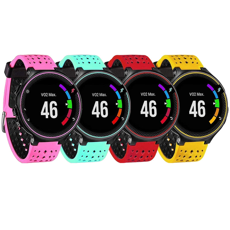 HWHMH Colorful Replacement Silicone Bands with Pin Removal Tools for Garmin Forerunner 220/230/235/620/630/735XT (No Tracker, Replacement Bands Only) Outside: Pink, Teal, Red, Yellow - NewNest Australia