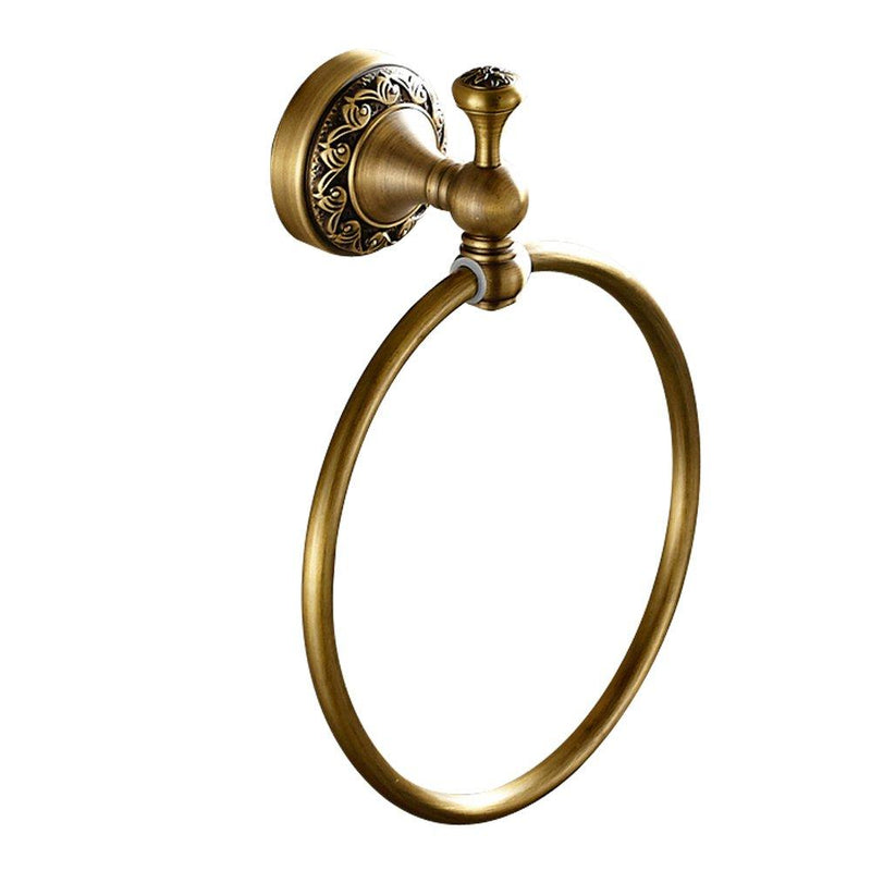 Leyden Antique Brass Towle Ring, Bathroom Retro Round Towel Holder, Wall Mounted Bath Hand Towel Rack Rail Bathroom Hardware Round Towel Ring - NewNest Australia