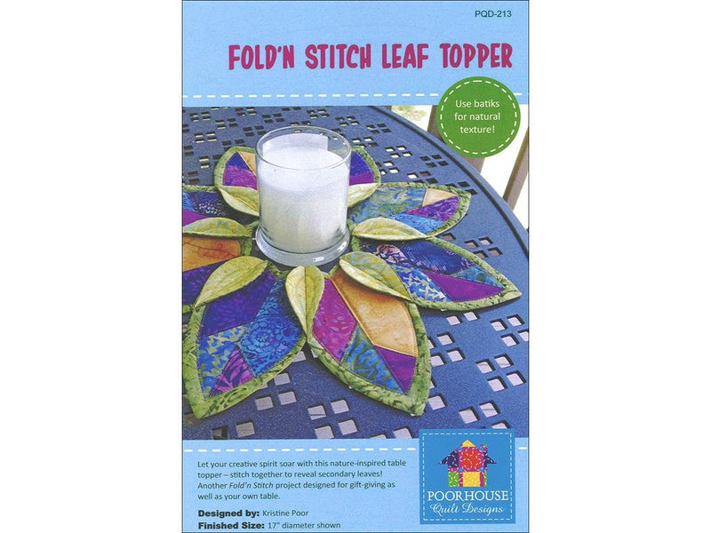 Poorhouse Quilt Designs Topper Ptrn Fold'n Stitch Leaf TprPtrn - NewNest Australia