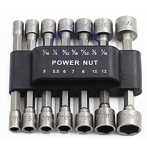 PANOVOS 14pcs Power Nuts Driver Drill Bit Tools Set Metric Socket Wrench Screw 1/4'' Driver Hex Keys - NewNest Australia