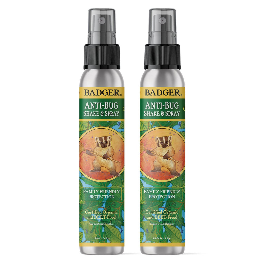 Badger - Anti-Bug Shake & Spray, DEET-Free Natural Bug Spray, Eco-Friendly, Certified Organic Mosquito Spray, Great for Kids, Insect Repellent, 4 Fl Oz (2 Pack) - NewNest Australia