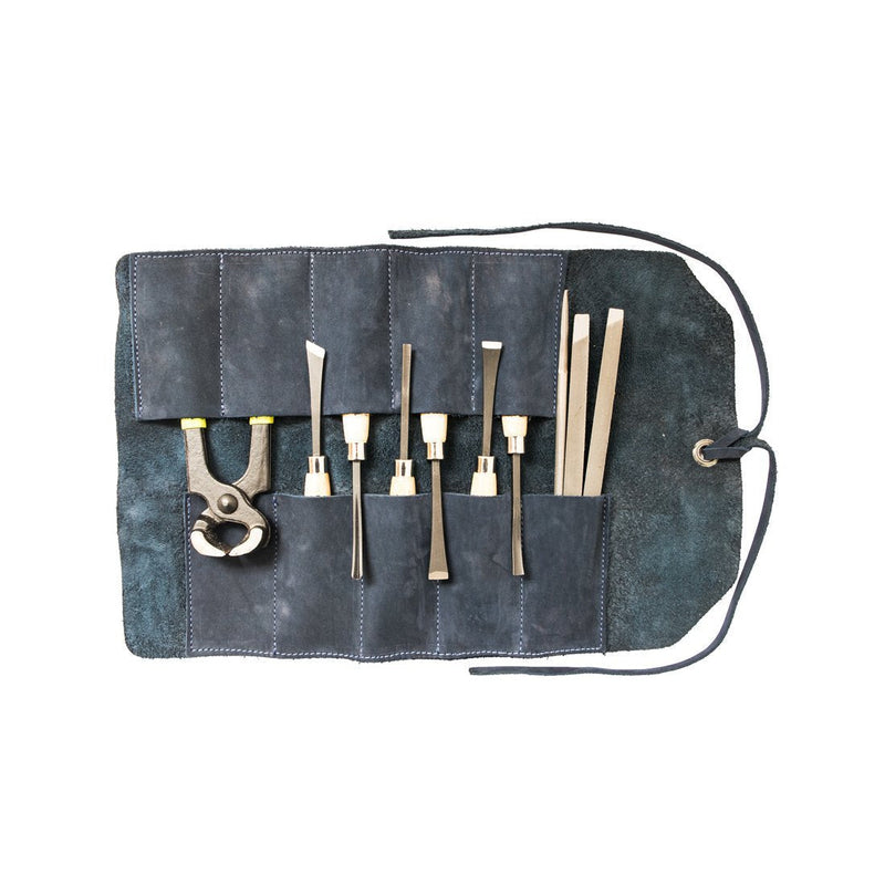 Hide & Drink, Leather Small Tool Roll, Handmade Includes 101 Year Warranty :: Blue Suede - NewNest Australia