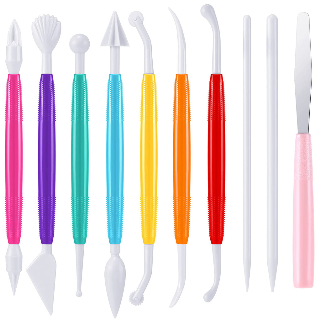 Outus 10 Pieces Plastic Clay Tools Ceramic Pottery Tool Kit for Shaping and Sculpting (Assorted Colors) - NewNest Australia