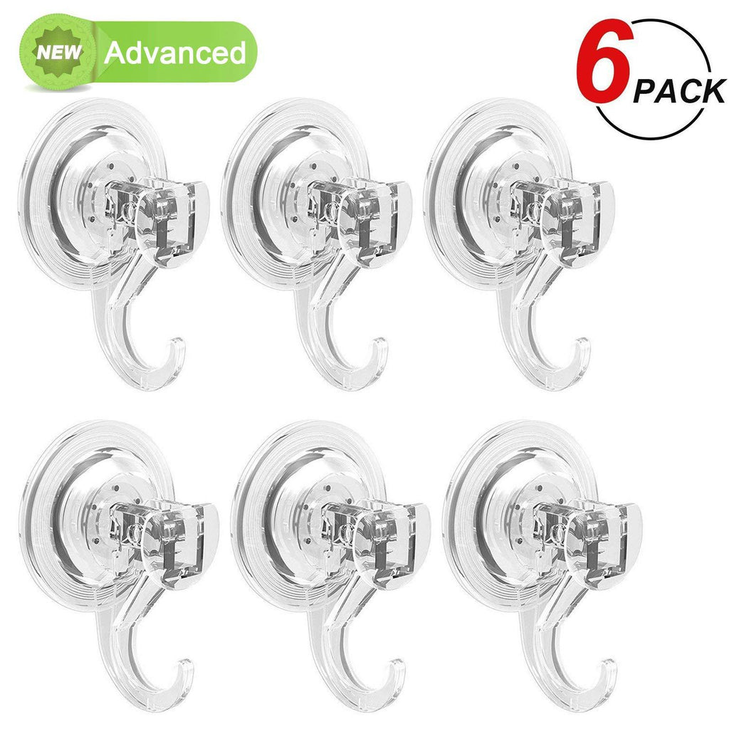 NewNest Australia - LUXEAR Suction Cup Hooks, 6 Pack Removable Suction Hooks, Powerful Waterproof Shower Hooks for Bathroom, Reusable Heavy Duty Vacuum Suction Hanger for Kitchen, Glass Door, Mirror, Tile, Loofah, Towel 