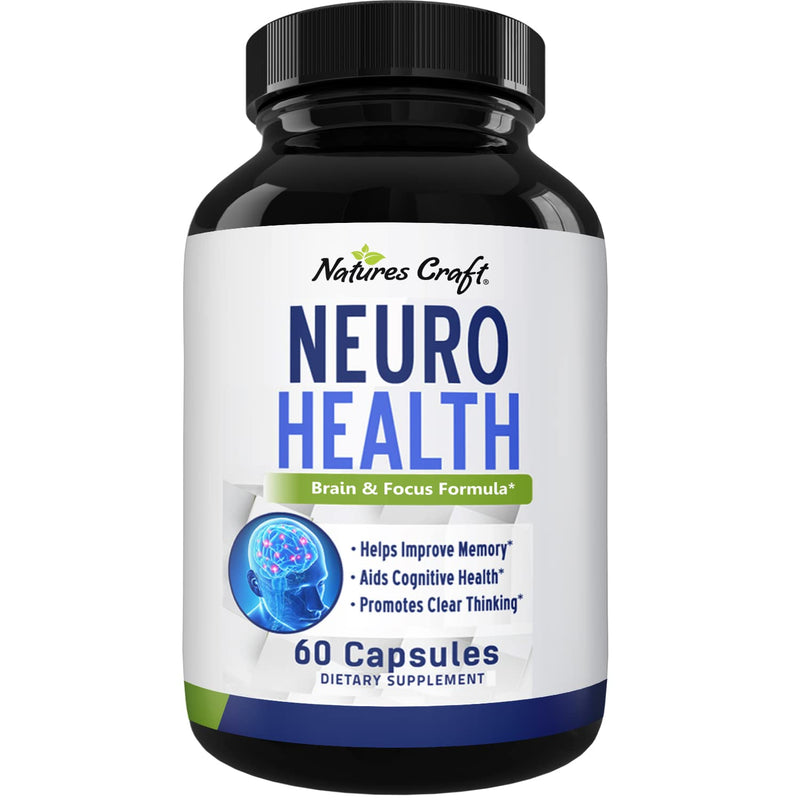 Nootropics Brain Supplement Support - Memory Booster for Mind Focus - DMAE Pills for Concentration Improve Brain Function Neuro & IQ with Bacopa Monnieri and L-Glutamine for Men and Women 60 Count (Pack of 1) - NewNest Australia