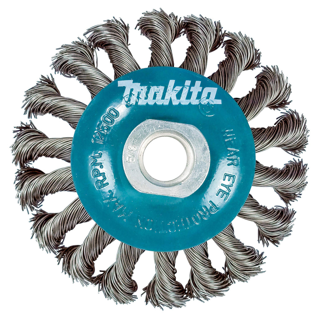 Makita 1 Piece - 4 Inch Knotted Twist Wire Wheel Brush for Grinders - Heavy-Duty Conditioning for Metal - 4" x 5/8-Inch | 11 UNC 4" Knotted Wheel | For 4.5" Grinders - NewNest Australia