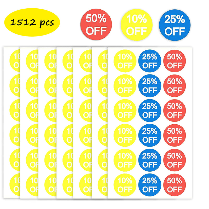 10 25 50 Off Price Stickers Labels Percent Off Stickers Clearance Circle Pricemarker Half Off Labels Stickers 1512 (3/4 inch, Multi) - NewNest Australia