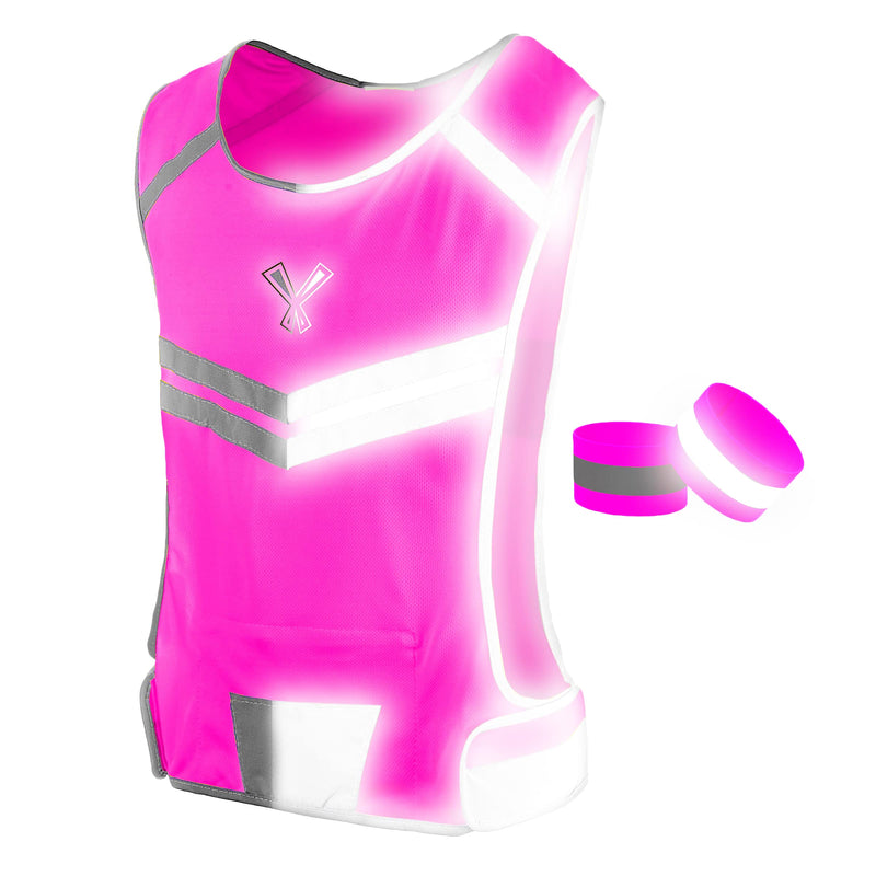 247 Viz Reflective Running Vest – Reflective Vest Running at Night for Walkers, Women & Men. High Visibility Reflective Gear, Cycling & Running Vest, High Vis Neon Safety, Small, Medium & Large Size Neon Pink - NewNest Australia