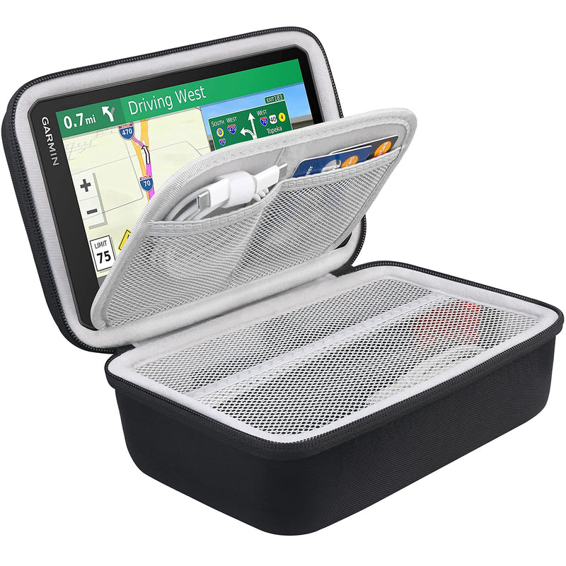 BOVKE Hard GPS Case Compatible with 6-7 Inch Garmin DriveSmart 65/61 LMT-S, Nuvi 2797LMT Drive 61/60 Nuvi 2757LM GPS Navigator System, Extra Room for Car Chargers, Friction Mounts, USB Cables, Black Black + Inside Gray - NewNest Australia