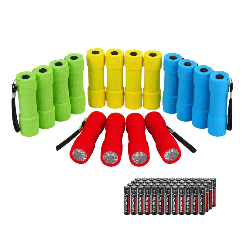 EverBrite 16-Pack Mini LED Flashlight Set - Assorted 4 Colors, 48 AAA Batteries Included, for Hurricane Supplies Party Favors, Kids Gift, Camping, Hiking etc - NewNest Australia
