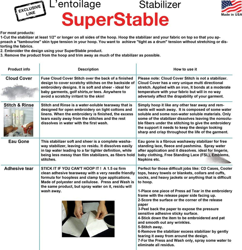 Adhesive Peel and Stick Tear Away Stabilizer White 2.0 oz 8 inch x 25 Yard Roll. SuperStable Machine Embroidery Stabilizer Backing 8" x 25 yards roll - NewNest Australia