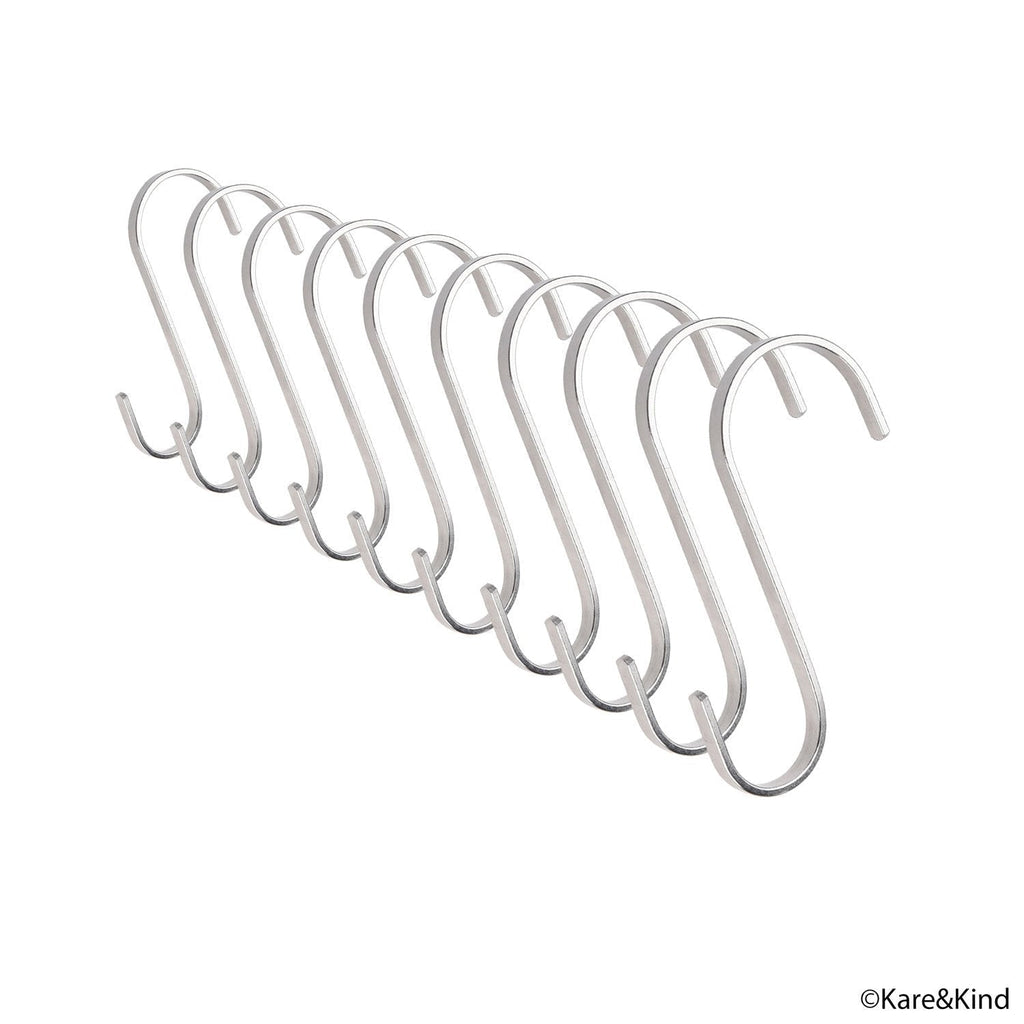 NewNest Australia - Flat S-Shaped Hanging Hooks - for Kitchen Utensils, Garage or Garden Tools, etc. - Heavy Duty Genuine Solid 304 Stainless Steel - Multi Purpose - This Kit Contains 10 Small Hooks 