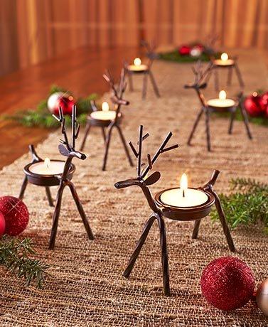 NewNest Australia - Set of 6 Reindeer Tea Light Holders 