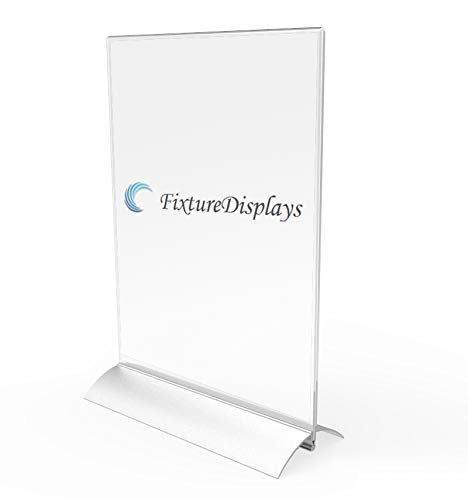 FixtureDisplays® 8.5 x 11 Acrylic Sign Holder with Aluminum Base, Double-Sided, Bottom Insert - Clear19053 19053 - NewNest Australia