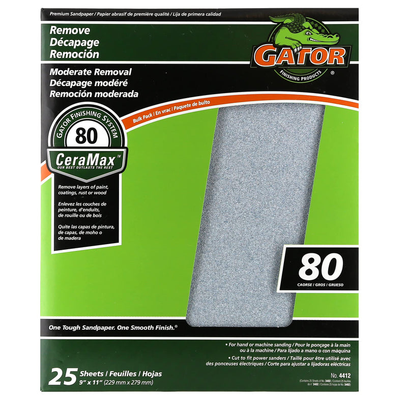 Ali Industries 4412 CeraMax 9" x 11" Ceramic Sanding Sheets, 80 Grit, Green - NewNest Australia