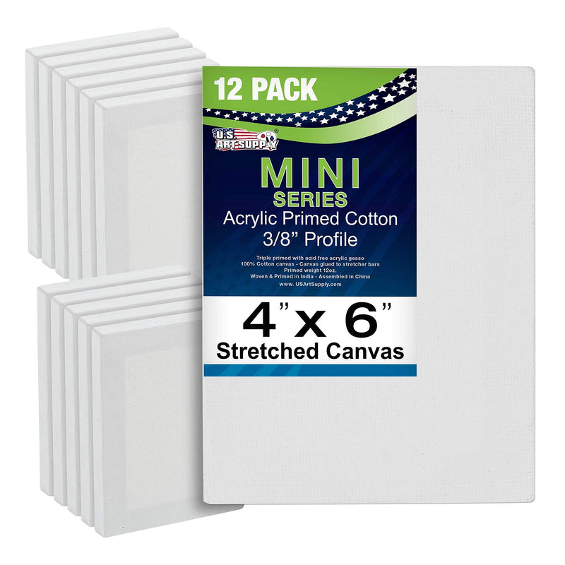 US Art Supply 4" x 6" Mini Professional Primed Stretched Canvas (1-Pack of 12-Mini Canvases) - NewNest Australia