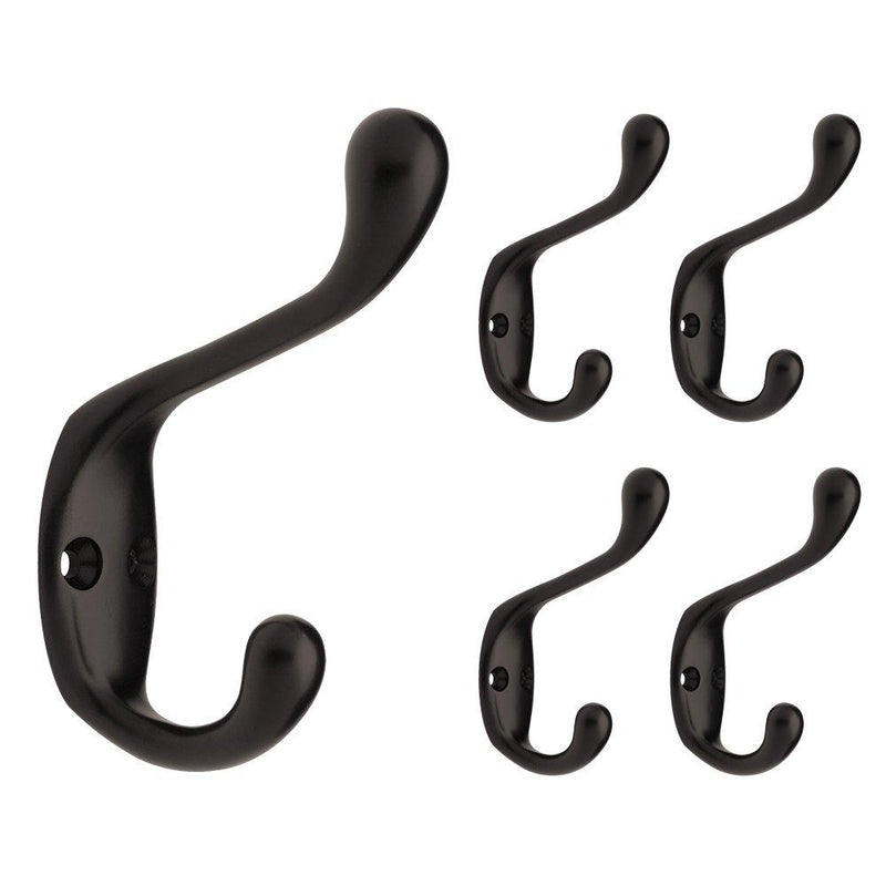 NewNest Australia - Franklin Brass B42302M-FB-C Heavy Duty Coat and Hat Hook, Flat Black, 5 Pack 