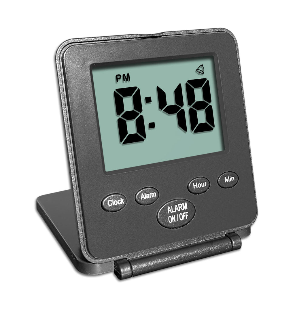 NewNest Australia - Digital Travel Alarm Clock - No Bells, No Whistles, Simple Basic Operation, Loud Alarm, Snooze, Small and Light, ON/Off Switch, 2 AAA Battery Powered, Black 