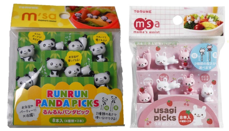 NewNest Australia - Torune Food Picks Bento Lunch Accessories Picks Set - 8-Piece Panda & 8-Piece Rabbit 