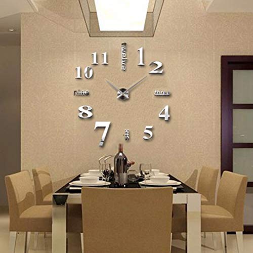 NewNest Australia - FASHION in THE CITY 3D DIY Mirror Surface Wall Clocks Modern Design Living Room Decorative Wall Watches … (Silver) Silver 