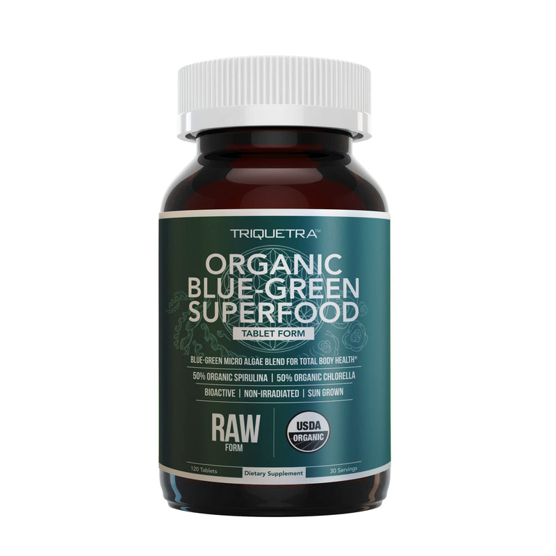 Organic Spirulina & Chlorella Tablets – 4 Organic Certifications, Raw, Non-Irradiated – 50/50 Blue Green Algae Blend – Antioxidant Content Equal to 5 Servings of Vegetables (120 Tablets) 120 Count (Pack of 1) - NewNest Australia