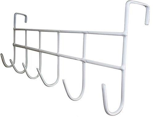 NewNest Australia - Over The Door Hook, Organizer Rack, Hanging for Coats, Hats, Robes, Towels, 6-Hooks, Vinyl Coated White. 1 