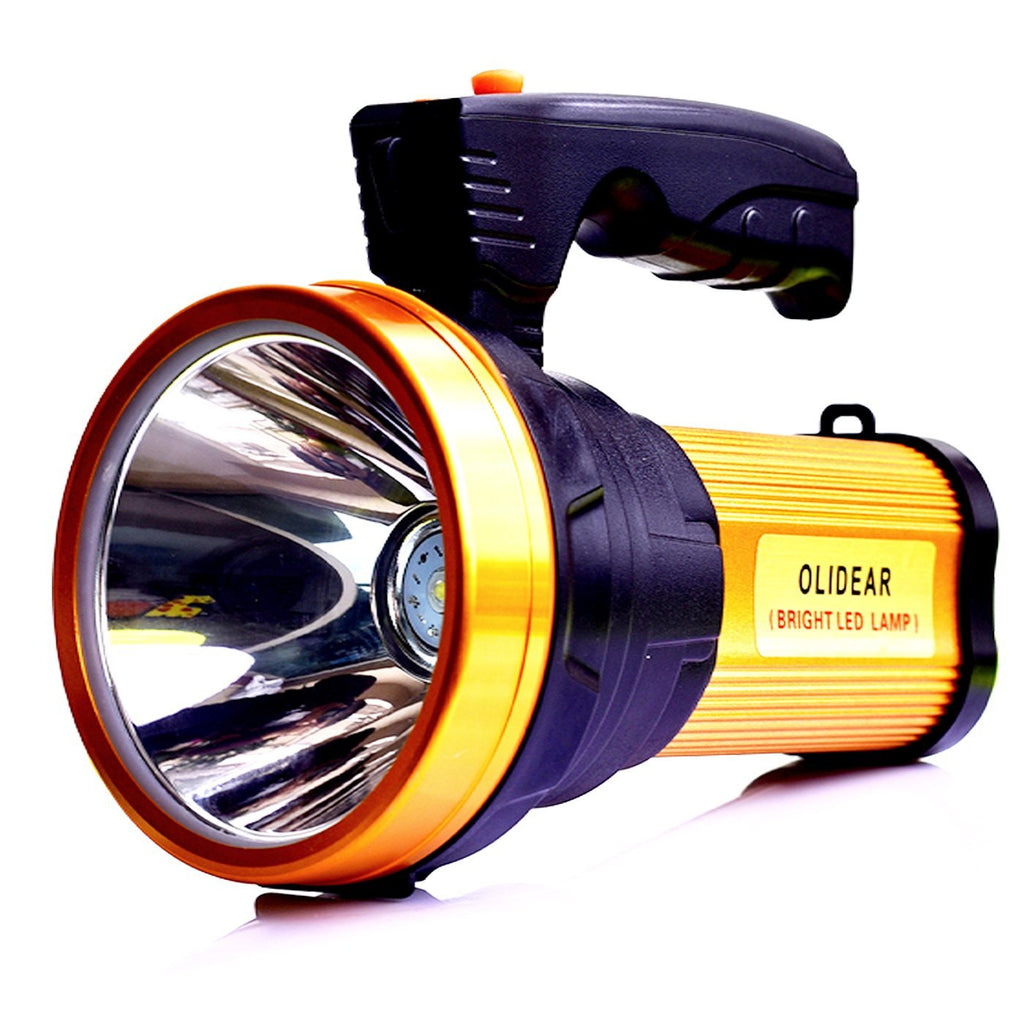 Olidear Rechargeable LED Spotlight Super Bright Large Flashlight Handheld Searchlight with USB Cable (golden) - NewNest Australia