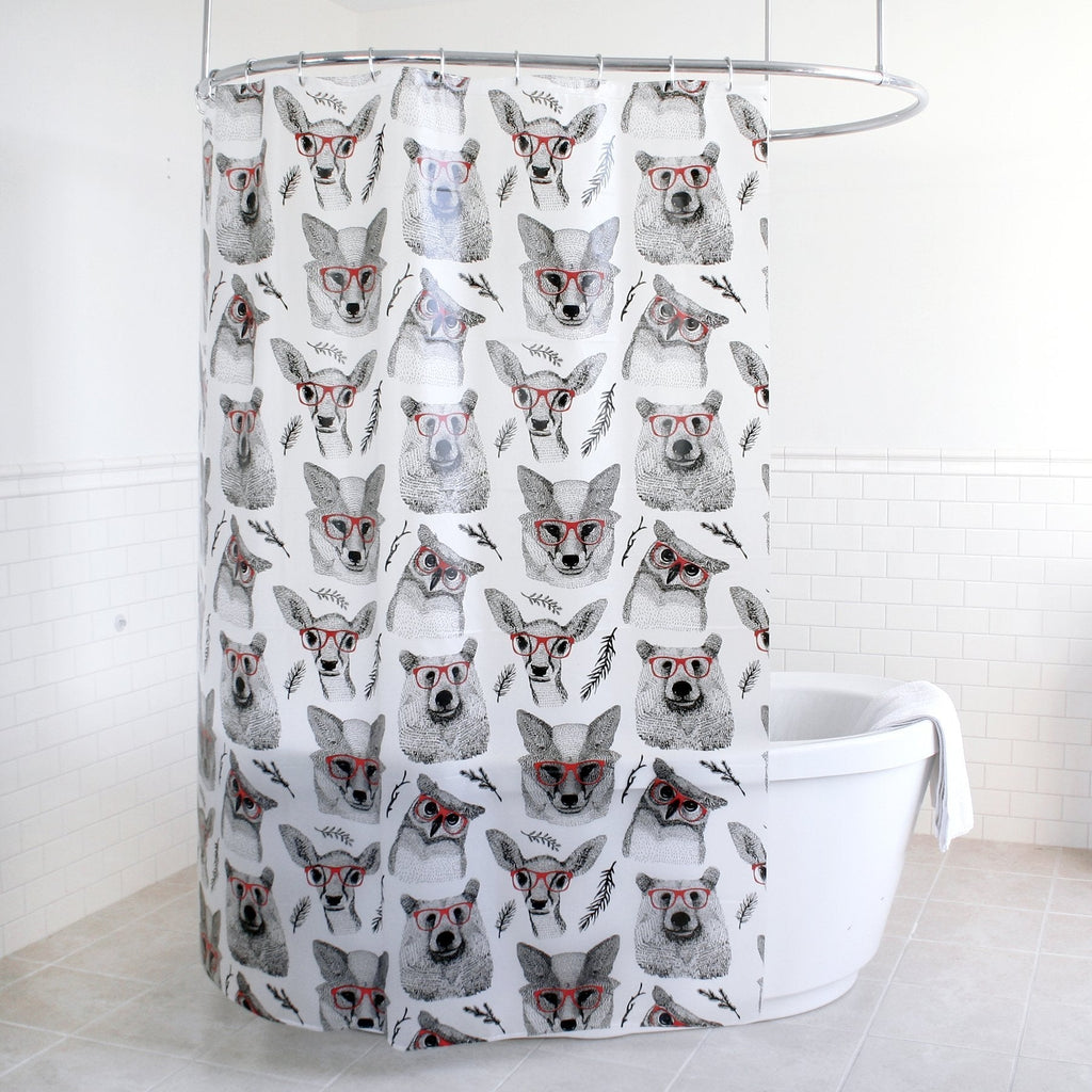 Splash Home PEVA 5G Woodland Creatures Shower curtain Liner Design for Bathroom Showers and Bathtubs - Free of PVC Chlorine and Chemical Smell - Eco-Friendly - 100% Waterproof, 72 X 70 inch - Red - NewNest Australia