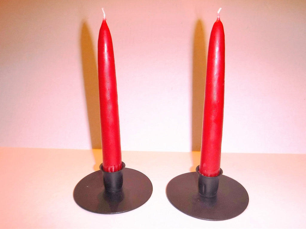 NewNest Australia - Wrought Iron Round Candle Taper Holders, Set Of 2 - Hand Made By Amish 